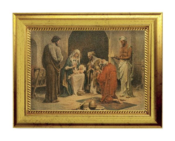 Adoration of the Magi Print by Chambers 5x7 Print in Gold-Leaf Frame - Full Color