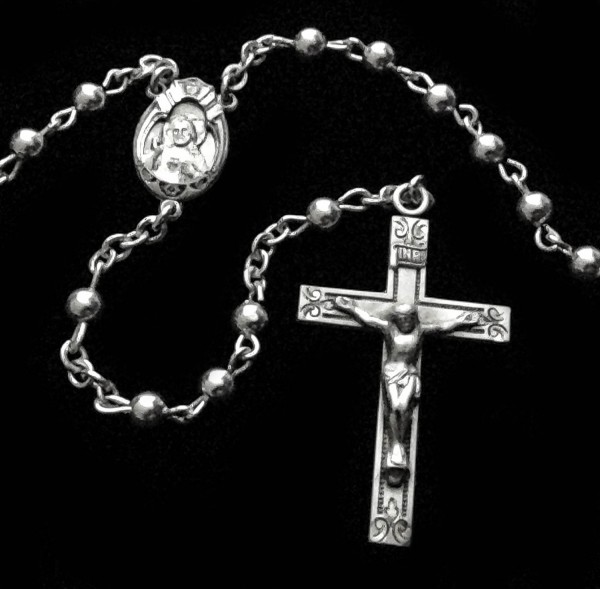All Sterling Silver Rosary with Round 4mm Beads - Sterling Silver