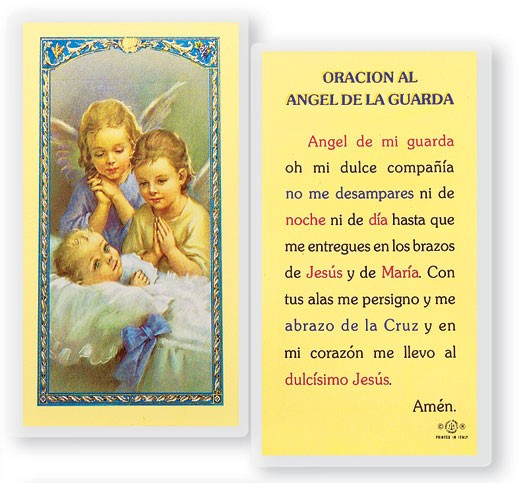 Angel De La Guarda Dos Angeles Laminated Spanish Prayer Card - 1 Prayer Card .99 each