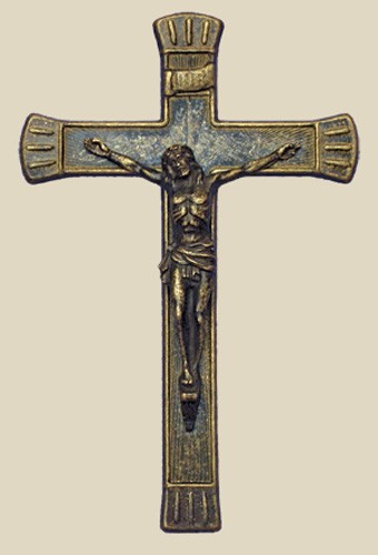 Antiqued Brass Crucifix 7 1/2 inches - Brass