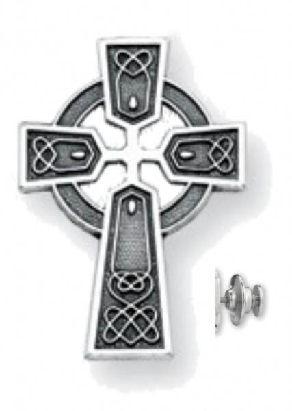 Antiqued Sterling Silver Celtic Cross Lapel Pin - Sterling Silver