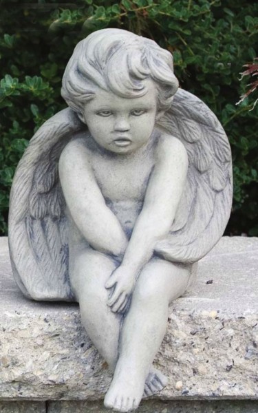 Baby Seated Angel Statue 12 Inches - Classic Sand Stone Finish