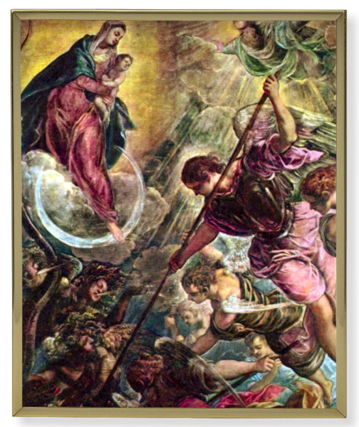 Battle of Archangel St. Michael Gold Frame 8x10 Plaque - Full Color