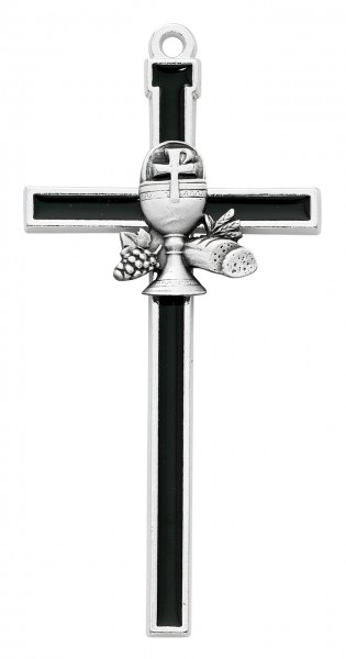 Black First Communion Wall Cross 5 inch - Black | Silver