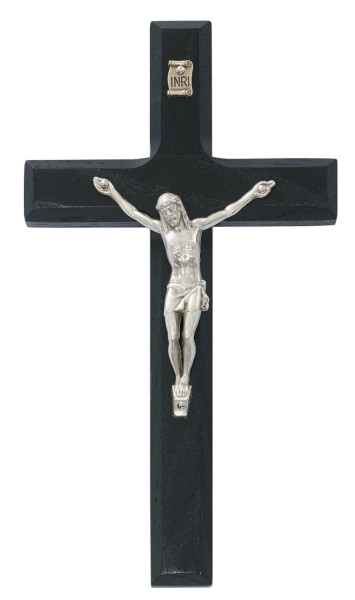 Black Painted Wood Crucifix 6.75 Inches - Black