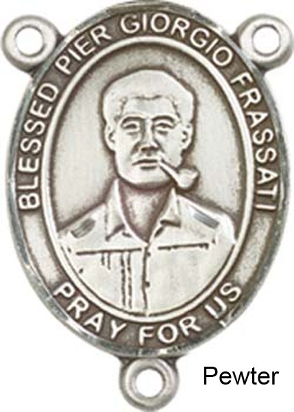 Blessed Pier Giorgio Frassati Rosary Centerpiece Sterling Silver or Pewter - Pewter