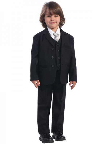 Boy's 5 Piece Black Suit - Black