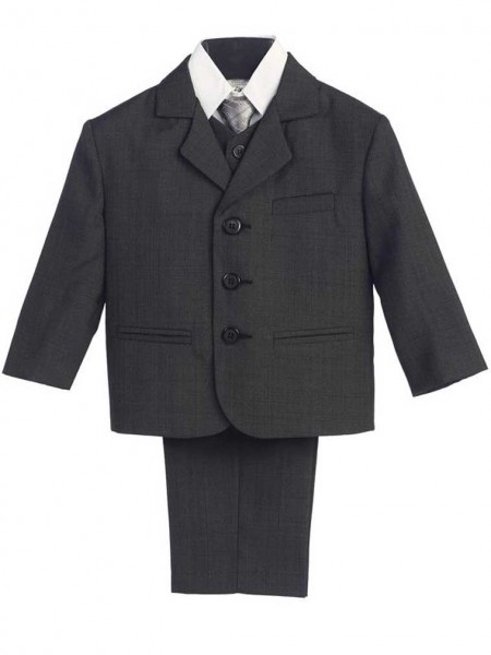 Boy's 5 Piece Dark Gray Suit - Charcoal