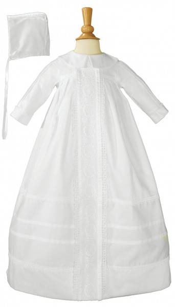 Boy's Cotton Sateen Bishop's Baptism Gown - White