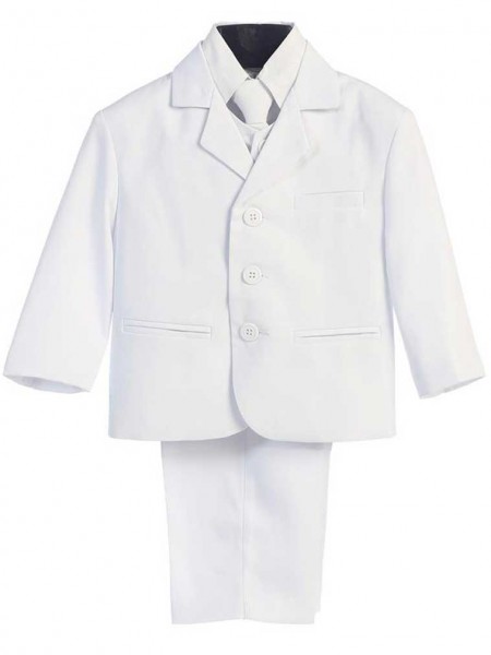Boy's Husky 5 Piece White Suit, Size 12H and 16H - White