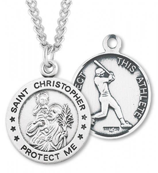 Men's St. Christopher Baseball Medal Sterling Silver - Sterling Silver