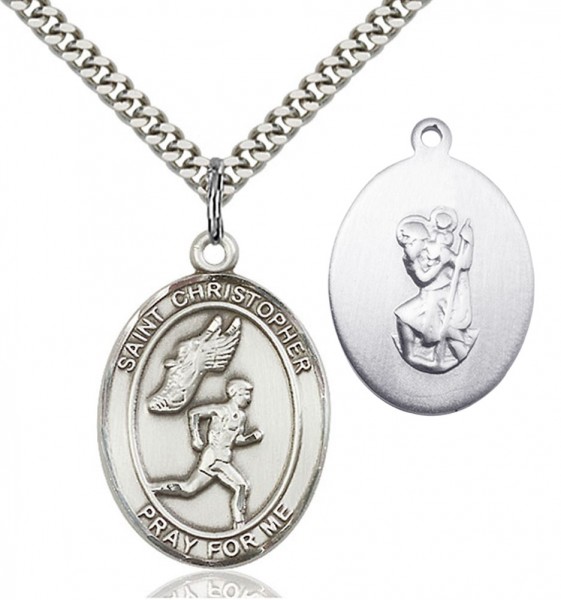 Men's St. Christopher Track and Field Medal - Sterling Silver
