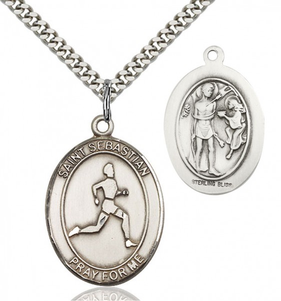Men's St. Sebastian Track and Field Medal - Sterling Silver