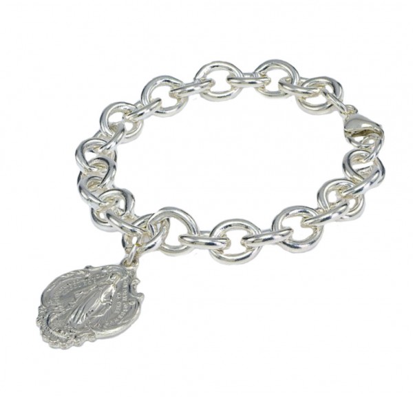 Bracelet - Extra Heavy Sterling Silver with Miraculous Charm - Sterling Silver