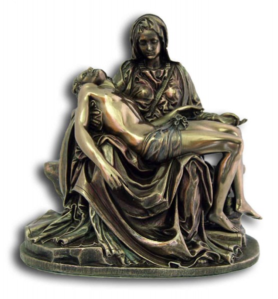 Bronzed Resin Pieta Statue - 6 1/4 Inches - Bronze