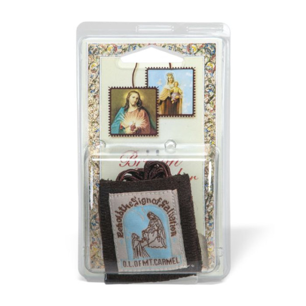 Our Lady of Mount Carmel Brown 100% Wool Scapular - Brown