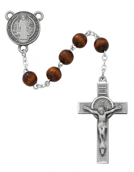 Brown Round St. Benedict Rosary - Brown