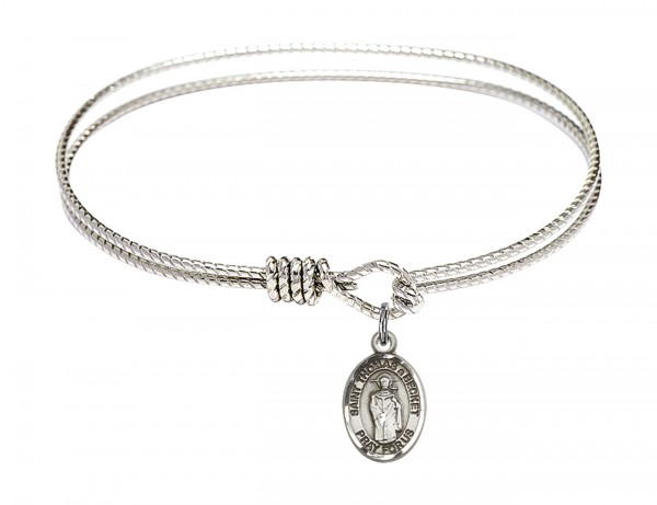 Cable Bangle Bracelet with a Saint Thomas A Becket Charm - Silver
