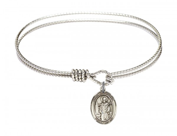 Cable Bangle Bracelet with a Saint Wolfgang Charm - Silver