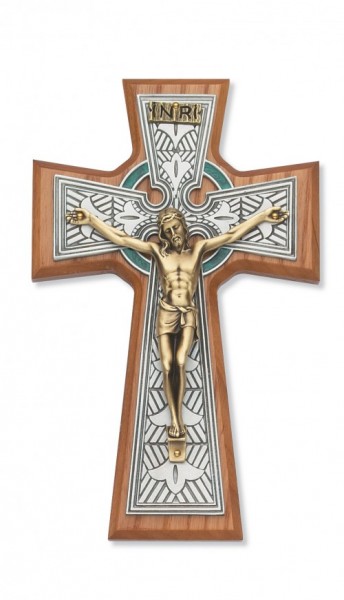 Celtic Wall Crucifix 8 inch - Two-Tone