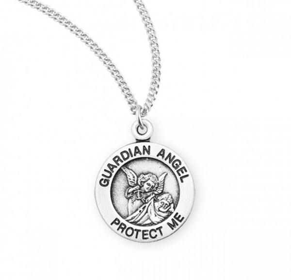 Child's Guardian Angel Protect Me Medal - Sterling Silver