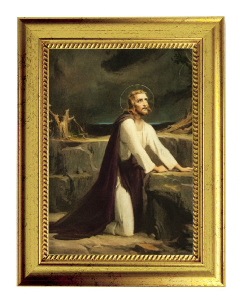 Christ at Gethsemane Print by Chambers 5x7 Print in Gold-Leaf Frame - Full Color
