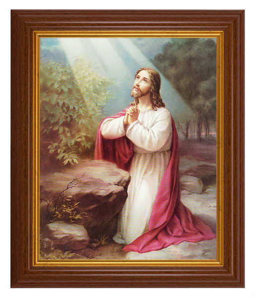 Christ On the Mount of Olives 8x10 Textured Artboard Dark Walnut Frame - #112 Frame