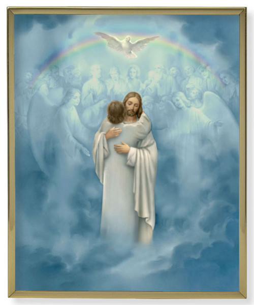 Christ Welcoming Home Gold Frame 8x10 Plaque - Full Color
