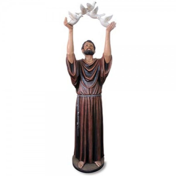 Church Size Saint Francis with Dove 48 Inch High Statue - Full Color
