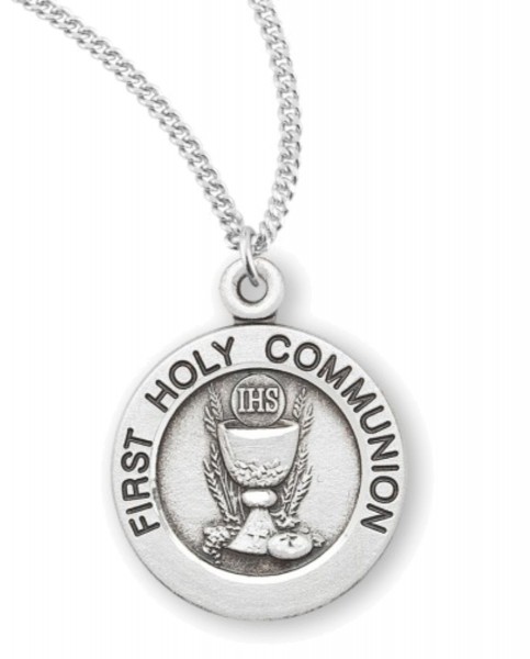 Classic Round First Communion Necklace - Sterling Silver