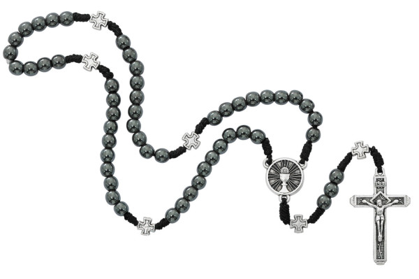 Corded Boys First Communion Rosary - Gray