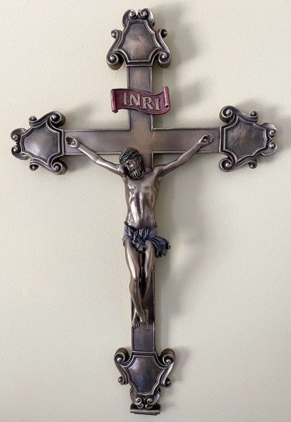 Crucifix in Bronzed Resin - 16 inches - Bronze
