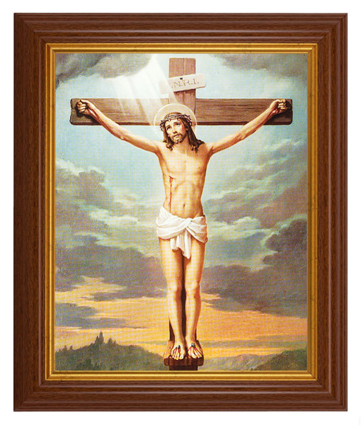 Crucifixion 8x10 Textured Artboard Dark Walnut Frame - #112 Frame