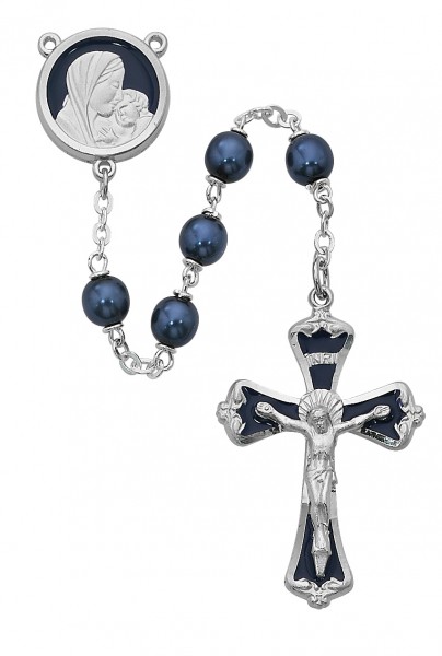 Dark Blue Enamel Rosary - Blue