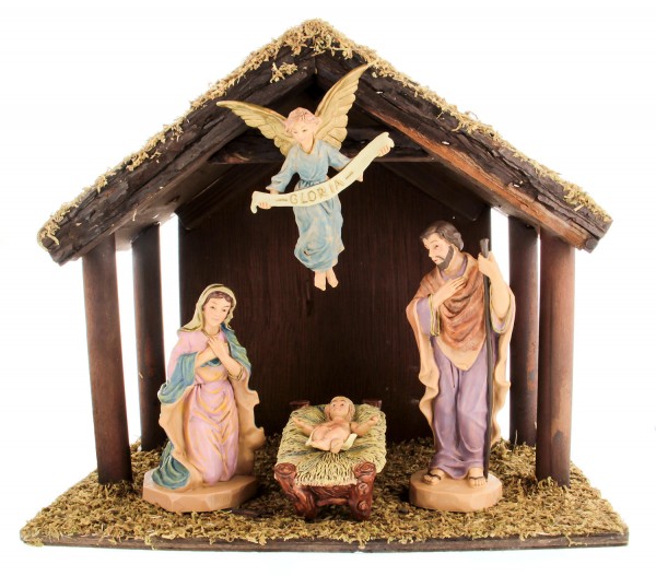 DiGiovanni Nativity Set with Wood Stable - 6 inch figures - Multi-Color
