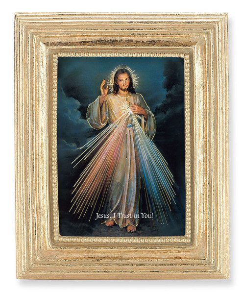 Divine Mercy 2.5x3.5 Print Under Glass - Gold