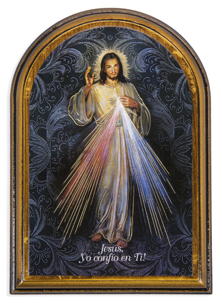 Divine Mercy (Spanish) 3.75x5.25 Arched Wood Plaque - Full Color