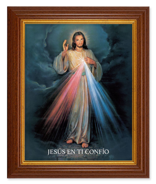 Divine Mercy in Spanish 8x10 Textured Artboard Dark Walnut Frame - #112 Frame