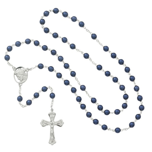 Ecce Homo Blue Metallic Rosary - Blue