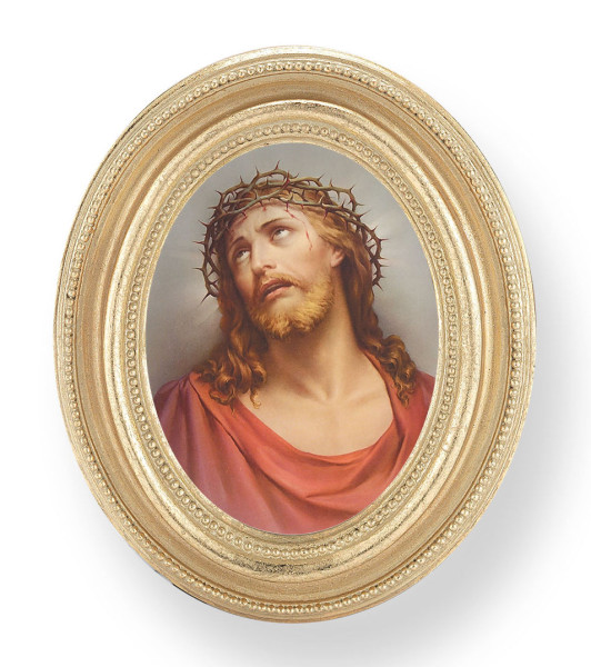 Ecce Homo Small 4.5 Inch Oval Framed Print - Gold