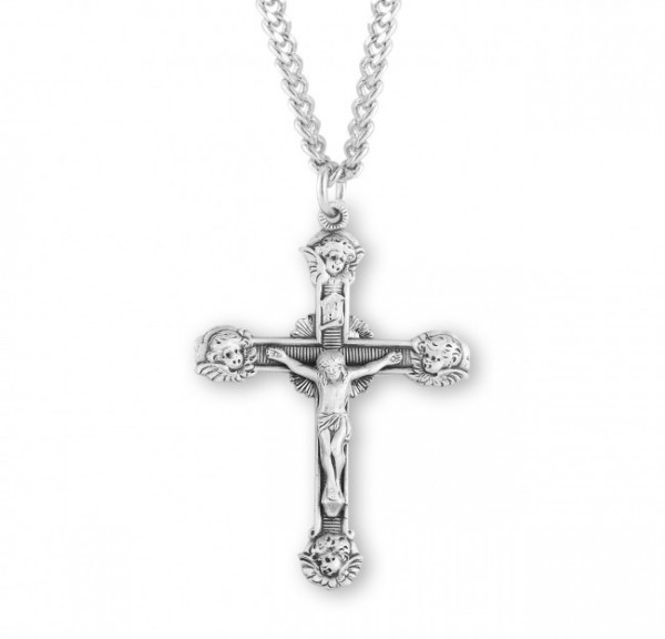 Faces of Angels Men's Crucifix Necklace - Sterling Silver