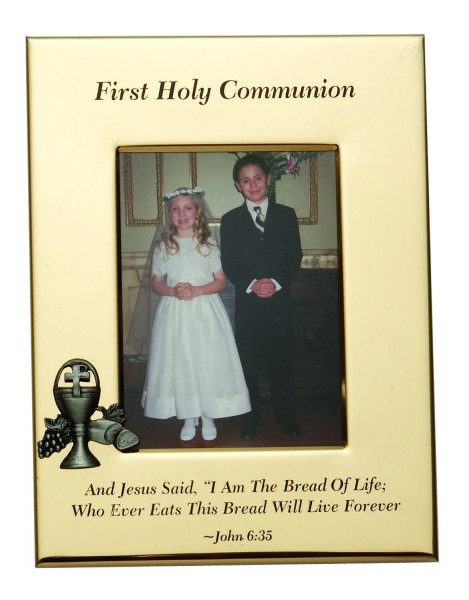 First Communion Photo Frame - Chalice - Gold Tone