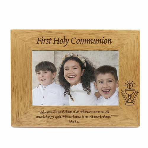 First Holy Communion Hardwood Photo Frame - Light Brown
