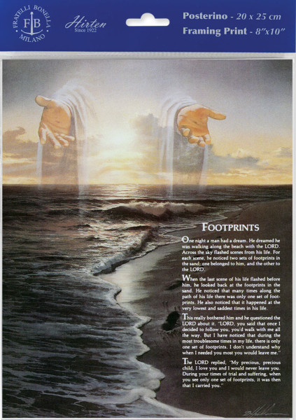 FootPrints Poem with Christ Print- Sold in 3 Per Pack - Multi-Color