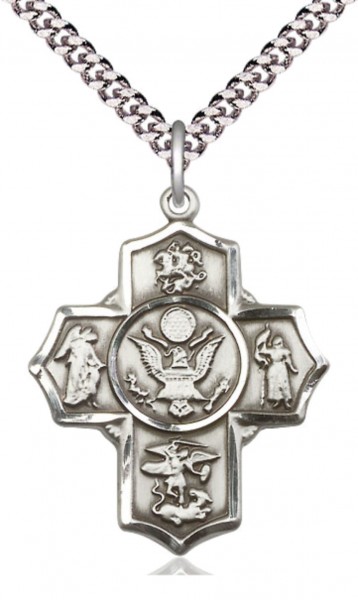 Five Way Cross Army Necklace - Sterling Silver