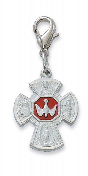 Four-Way Cross Medal Clip On - Red