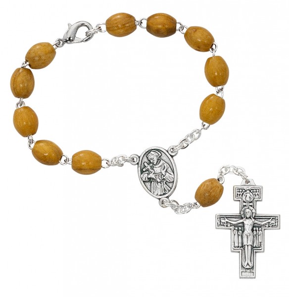 Franciscan Olive Wood Auto Rosary - Brown