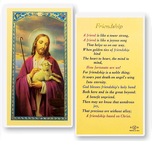 Friendship Laminated Prayer Card - 1 Prayer Card .99 each