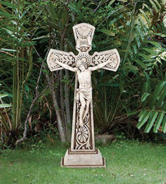 Garden Crucifix 23.5&quot; High - Stone Finish