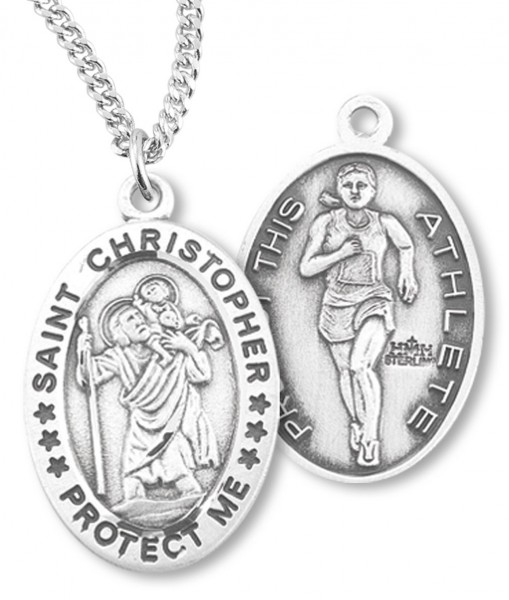 Women's St. Christopher Track Medal Sterling Silver - Sterling Silver